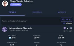 Tomas Palacios Sofascore