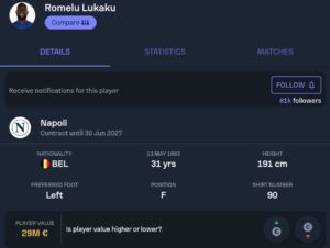 Lukaku Sofascore 